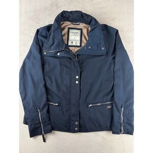 Abercrombie & Fitch Navy Blue Water Resistant Windbreaker Jacket Womens Medium